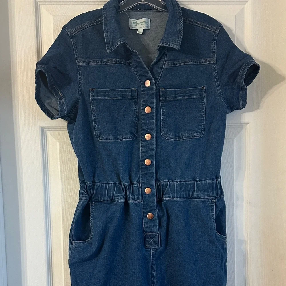 Women's Denim Blue Overalls - Picture 3 of 5